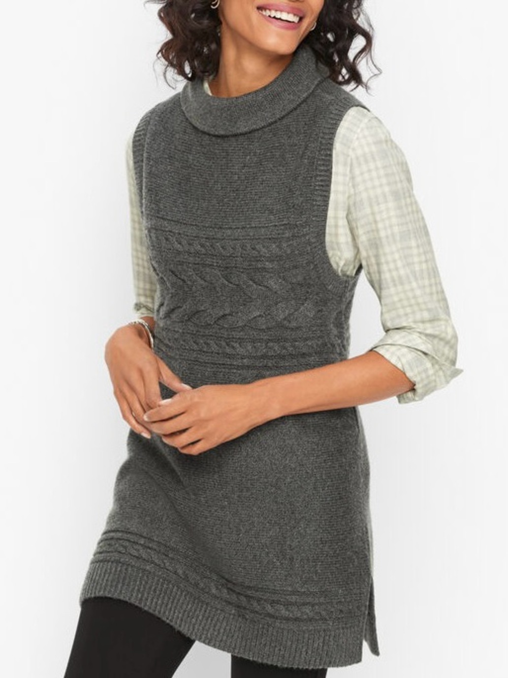 Talbots Gray Sleeveless Turtleneck Sweater Dress - Size Small